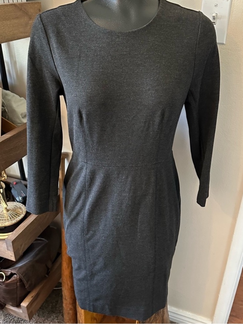 J. Crew Factory Dark Grey Ponte Sheath Dress